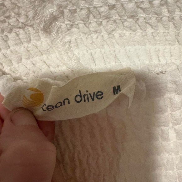 NWOT beachy gauze white flowy pants with blue crotchet med so cute - Picture 6 of 7